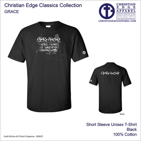 GRACE Mens Unisex Black Short Sleeve T-shirt