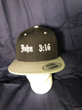 John 3:16 TWO-TONE Snapback HAT Silver/Black