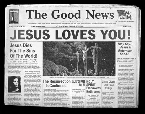 The Good News Charcoal Men's Short Sleeve T-Shirt Jesus Loves You