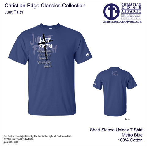 Just Faith Men's Unisex Metro Blue t-shirt Short Sleeve