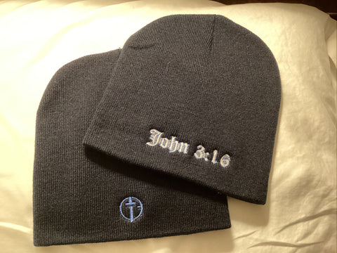 John 3:16 Beanie Navy with Carolina Blue and White Embroidery Logo