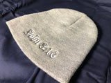 John 3:16 Beanie Sports Gray with Black and White Embroidered Logo