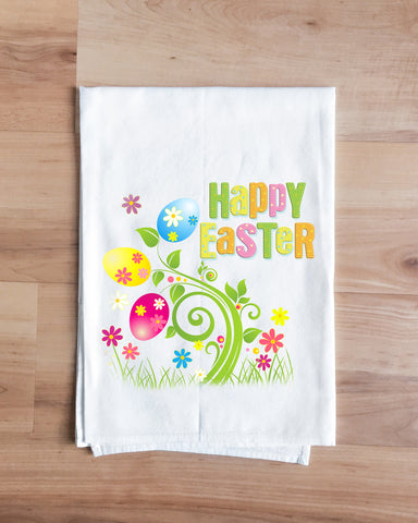 Happy Easter Egg Flowers Tea Towel Easter Collection Towel Decorative Flour Sack Kitchen Jesus Tea Dish Towel