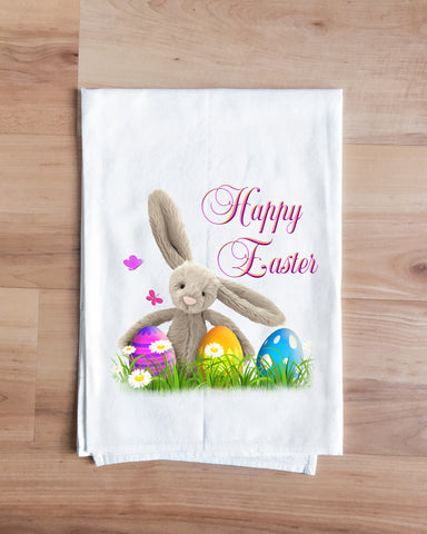 Happy Easter Bunny Basket Tea Towel Easter Collection Towel Decorative Flour Sack Kitchen Jesus Tea Dish Towel