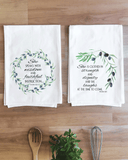 She Speaks Wisdom Tea Towel Olive Collection Towel Decorative Flour Sack Kitchen Jesus Tea Dish Towel