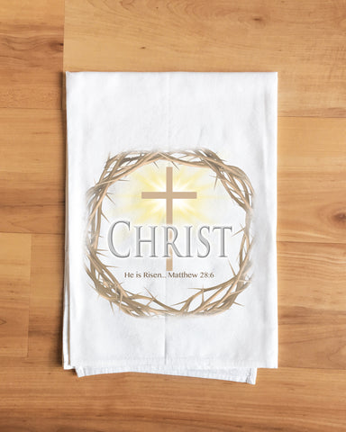 Matthew 28:6 Christ Tea Towel Easter Collection Towel Decorative Flour Sack Kitchen Jesus Tea Dish Towel