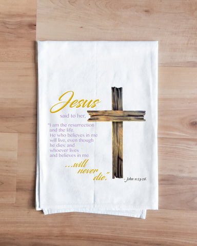 Jesus & Cross Tea Towel Easter Collection Towel Decorative Flour Sack Kitchen Jesus Tea Dish Towel